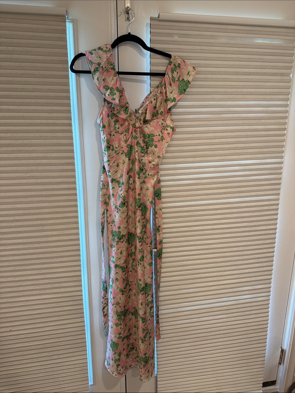 Heartloom Pink Floral Maxi with Green Accent Ruffle